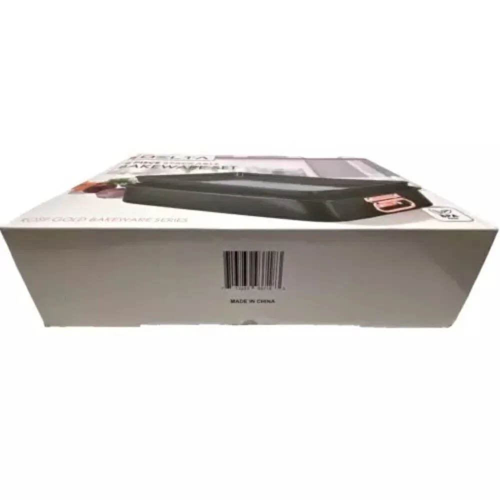 Delta 8 Piece Nonstick Stackable Bakeware Set Matte Black‎ Rose Gold Trim NIB